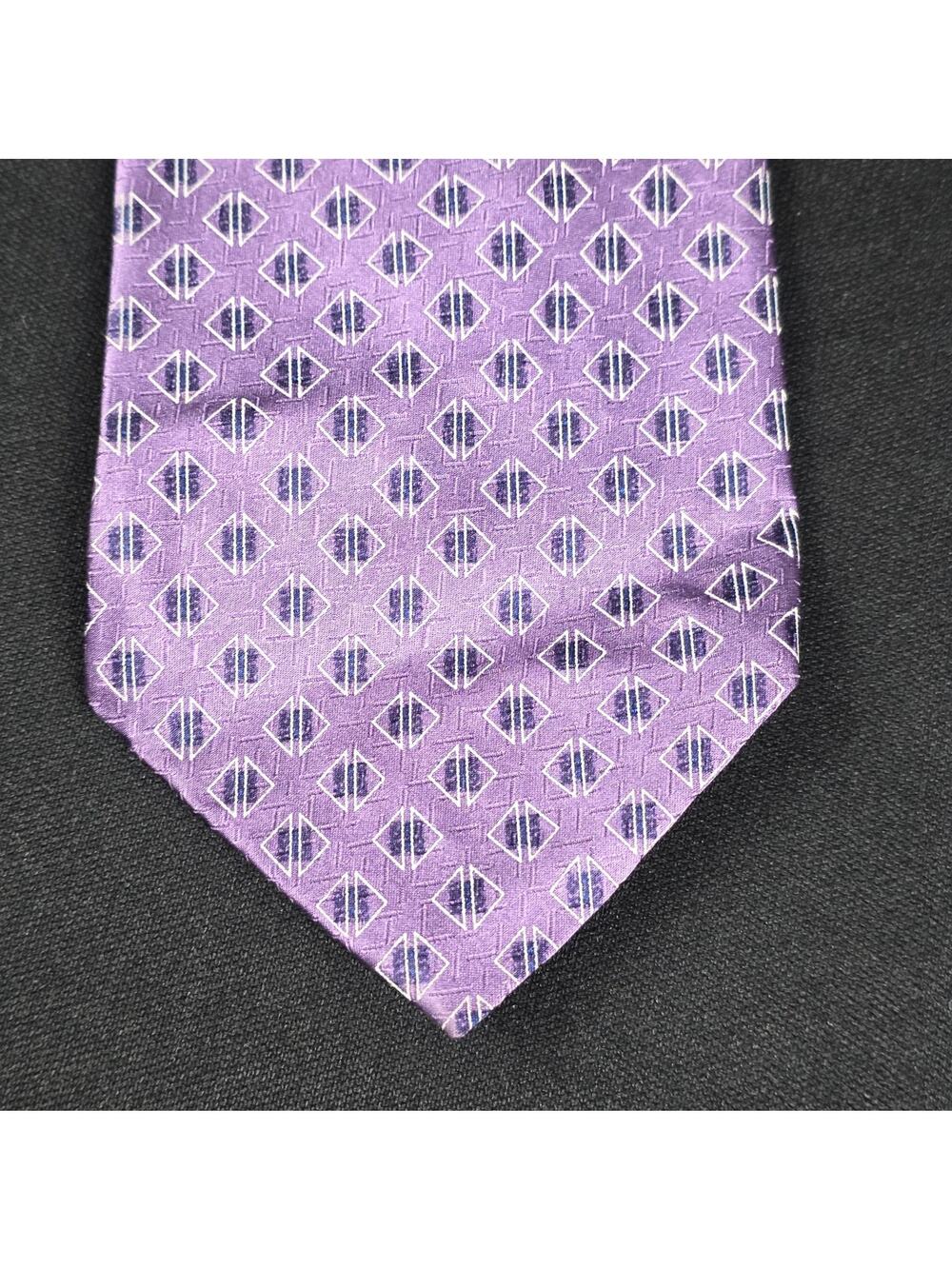 ALEXANDER JULIAN COLOURS Men's Purple Silk Geometric Pattern Tie
